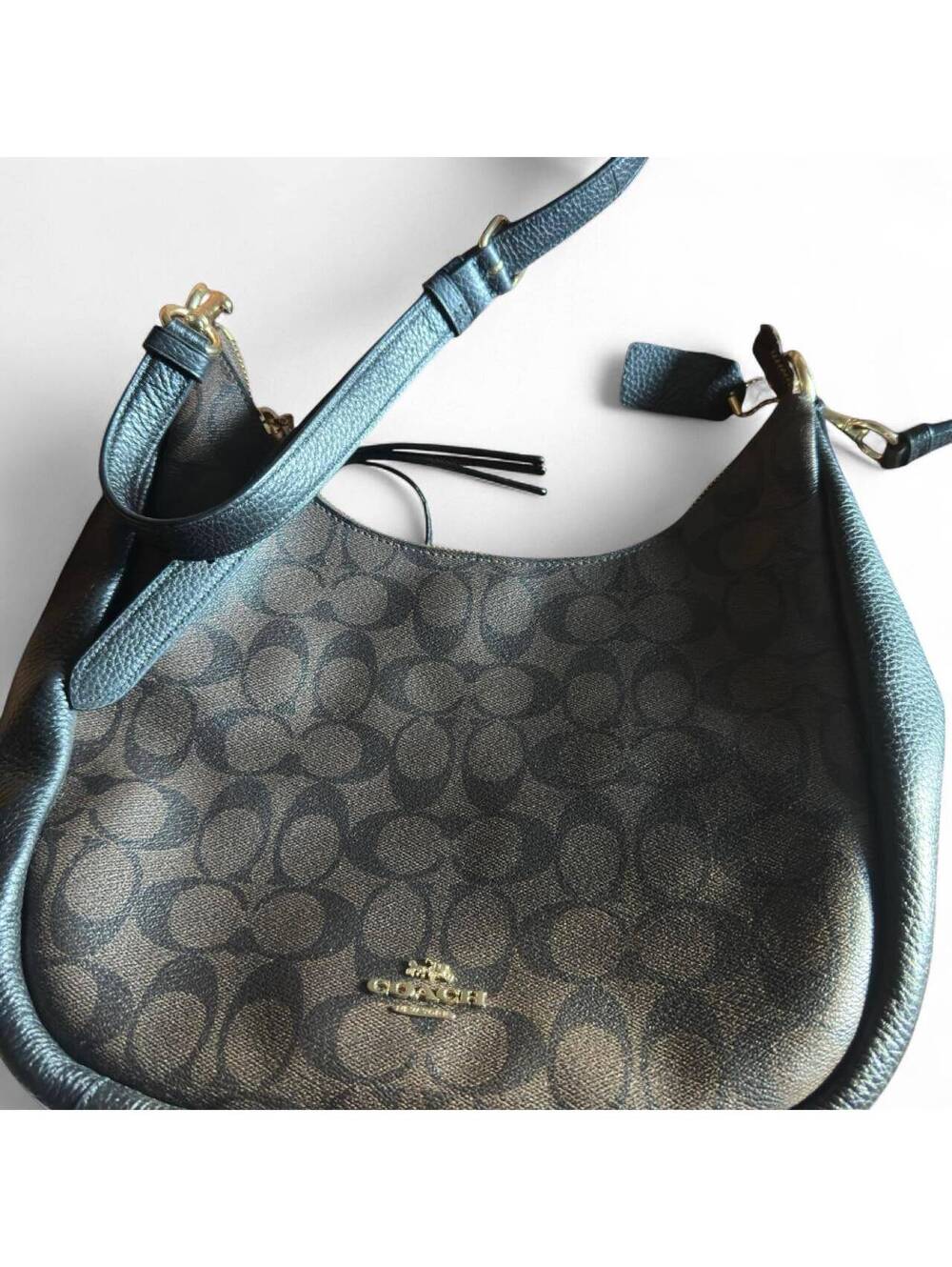 Vintage Coach Signature Canvas and Leather Shoulder Bag